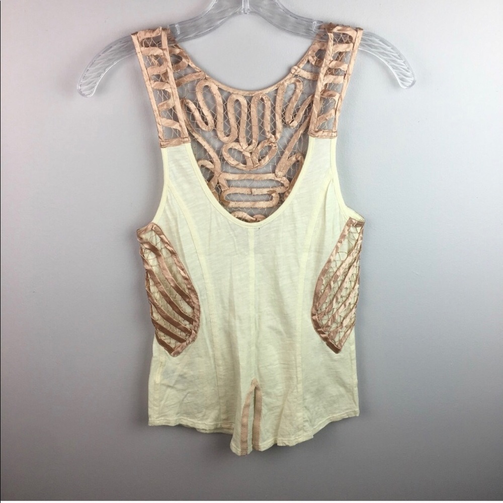 LIKE NEW! Free People Cream & Rose Pink Satin Lace
